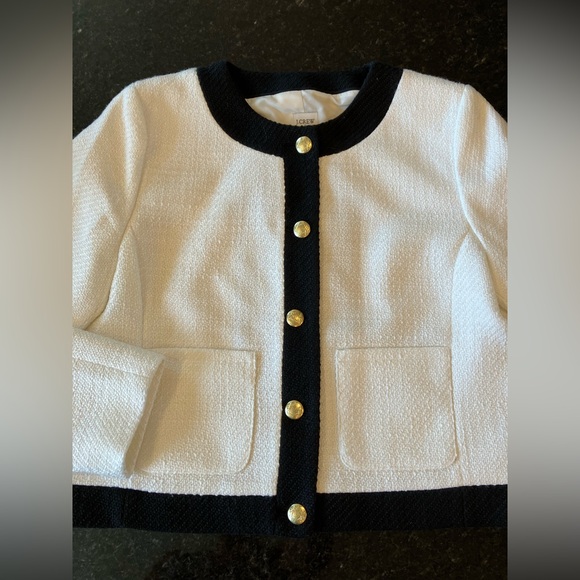 New J.Crew Factory Tweed Lady Jacket, Ivory & Black Contrast Business Blazer, 14 - Picture 9 of 9